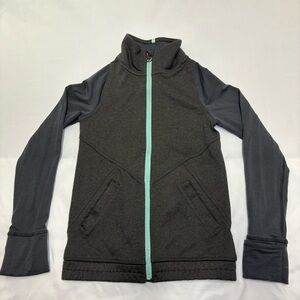 Ivivva Wool Blend Track Jacket Fold Over Cuffs Thumbholes Girls 7 Lululemon Grey